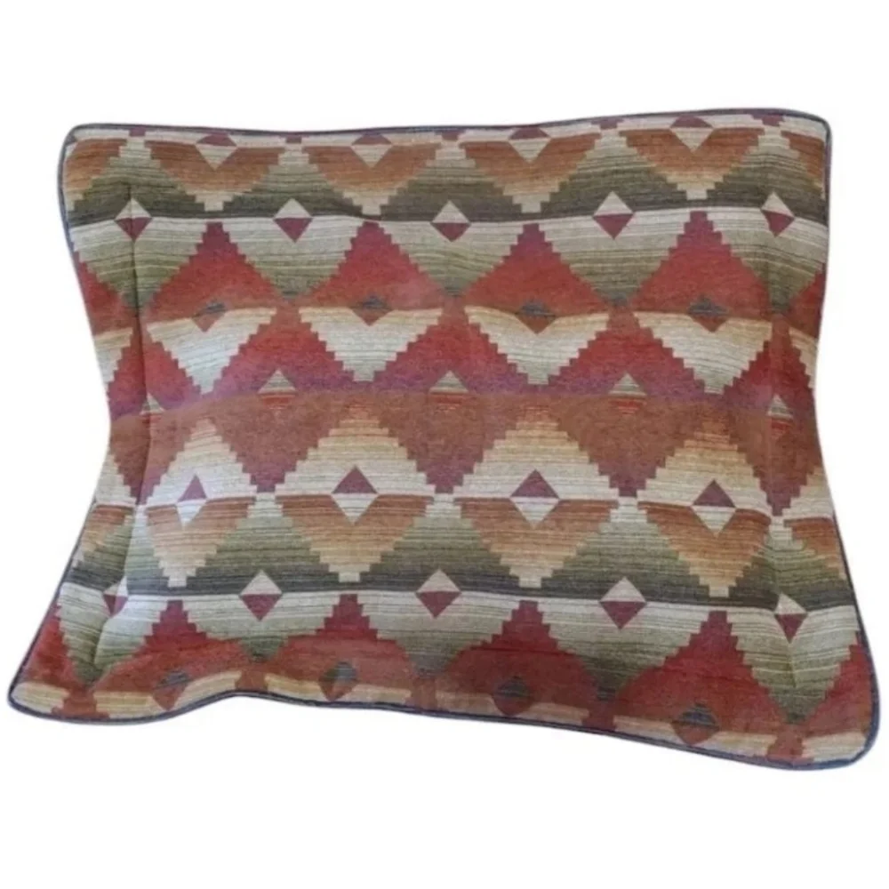 Croscill Santa Fe Aztec 2 Chenille Pillow Shams Quilted Southwestern StandardSz